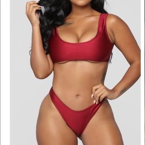 Never Worn Fashion Nova Burgundy Bikini Set